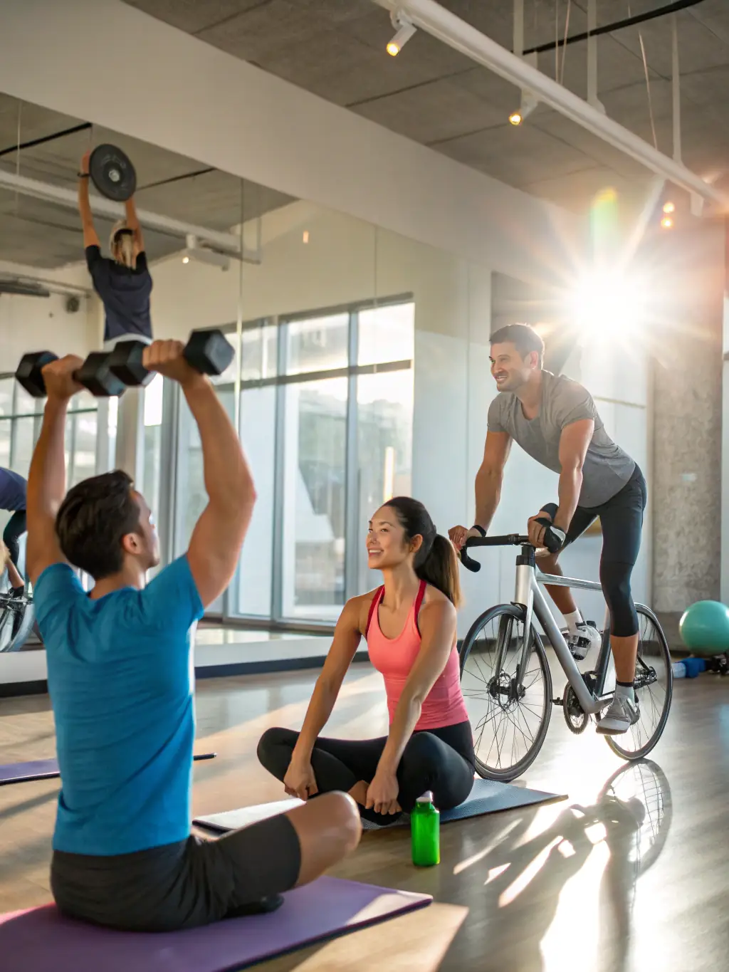 A fitness class at MMA Système Défense, showing participants engaged in exercises that improve strength, agility, and overall fitness levels.